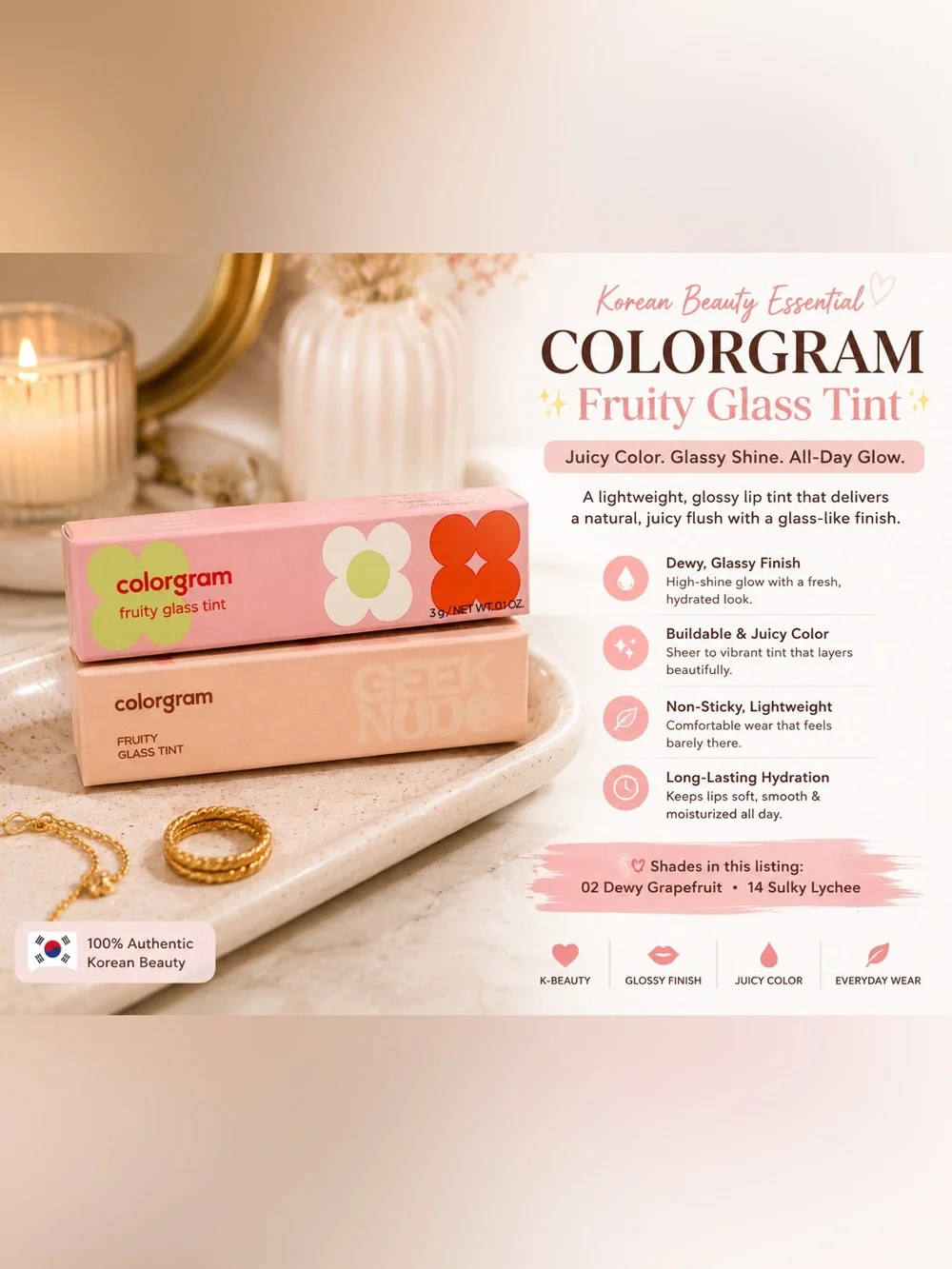 COLORGRAM | Fruity Glass Tint | Juicy Color, Glossy Shine | New in Box